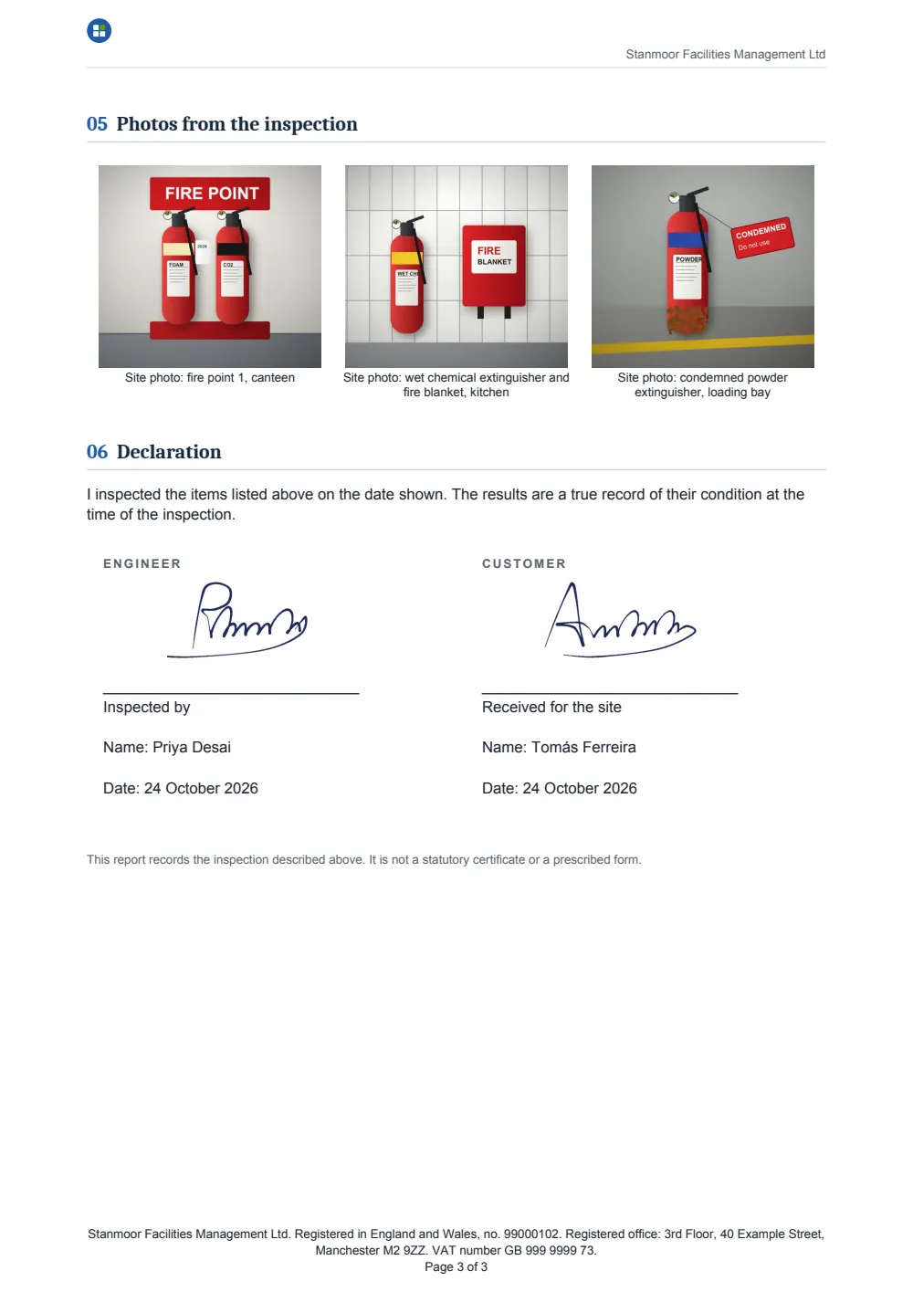 Page 3 of the asset inspection report.