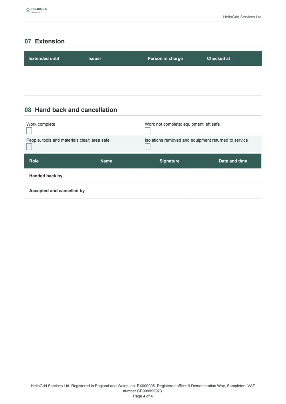 Page 4 of the permit to work.