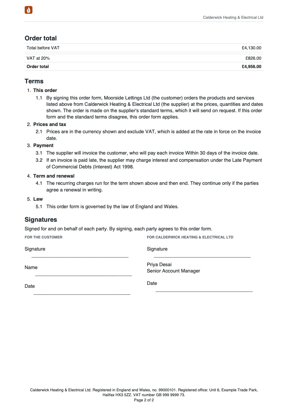 Page 2 of the order form to sign.