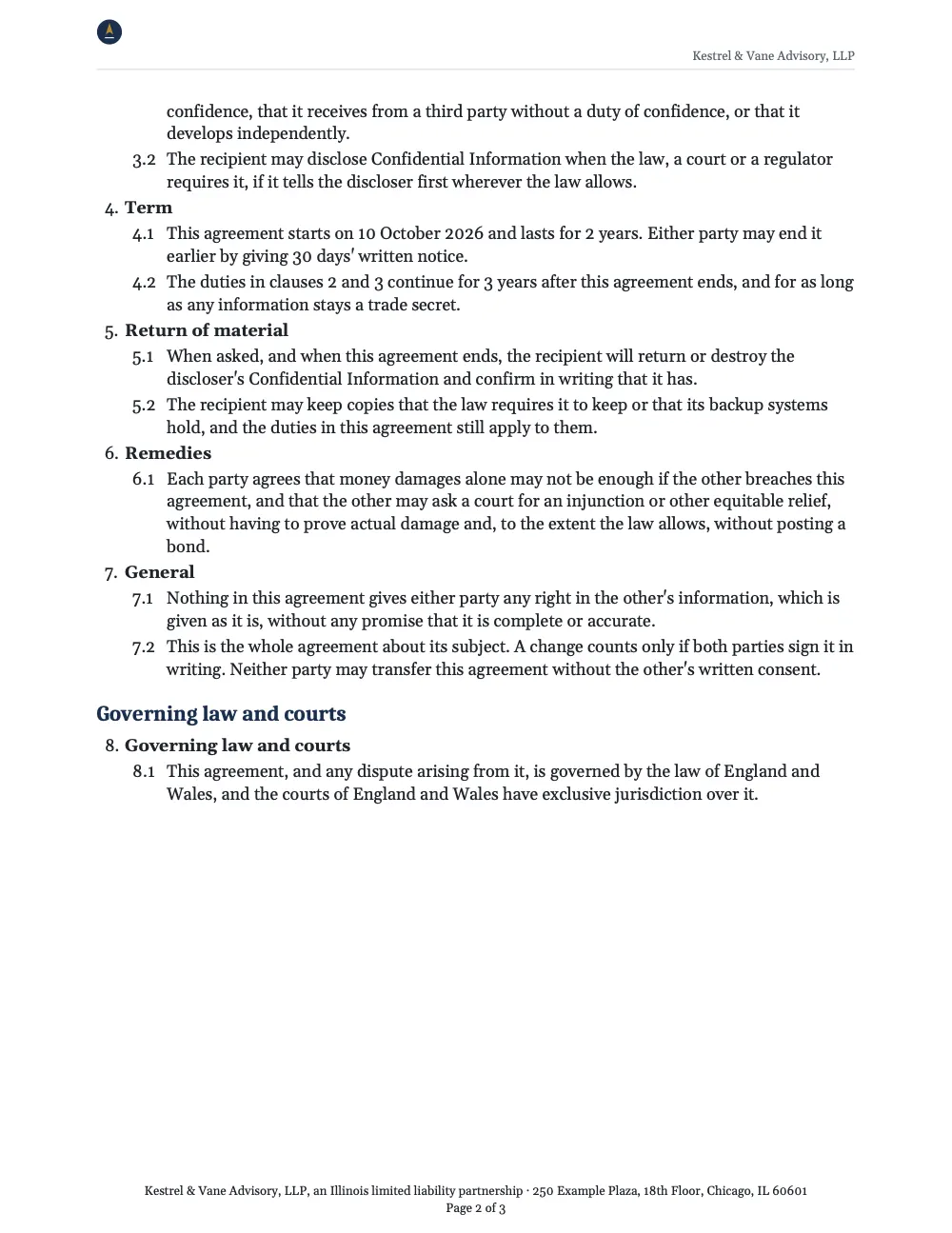 Page 2 of the mutual non-disclosure agreement.