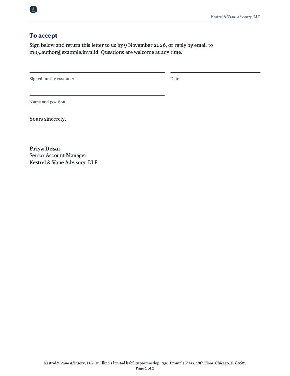 Page 2 of the contract renewal notice.