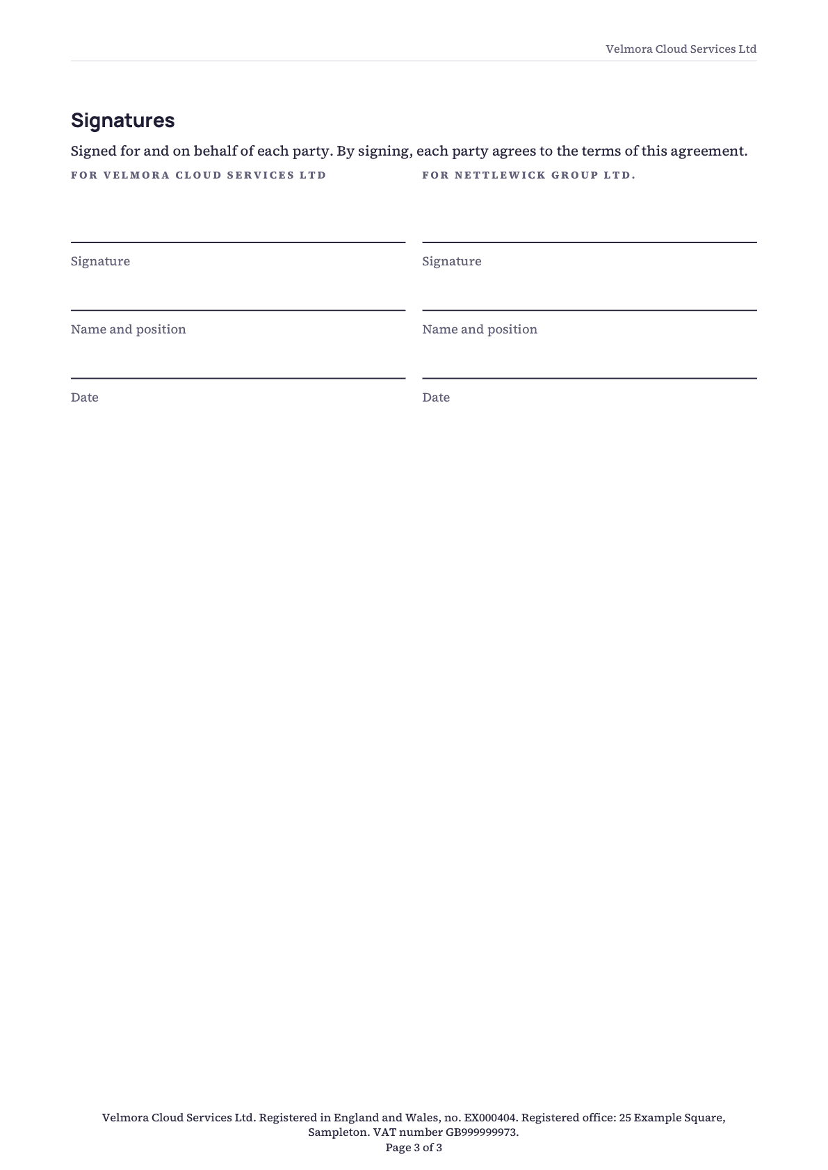 Page 3 of the service agreement.